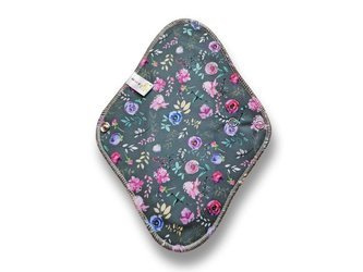 Podpaska MAXI PLUS, Kwiatki na szarym/welur czerwony