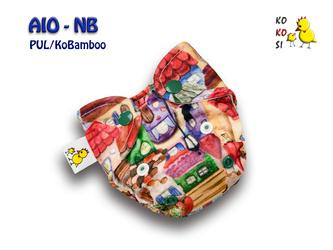 Pieluszka AIO-NB, Domki, PUL/KoBamboo