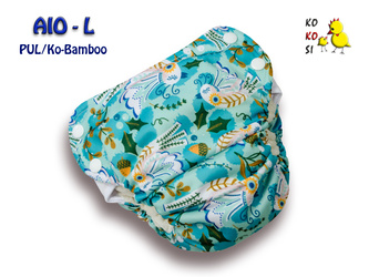 Pieluszka AIO - L, Ko-Bamboo, Śpiące Ptaki