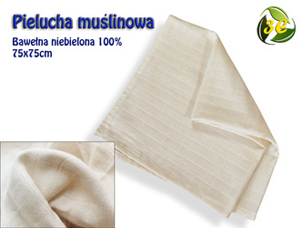 Pieluszka -tetra- muślin bawełniany niebielony 140g/m2