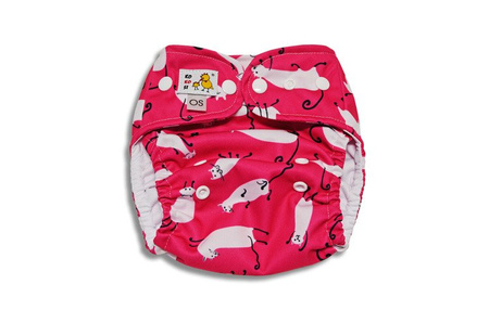 Pieluszka kieszonka OS PUL/coolmax, Kotki na różowym