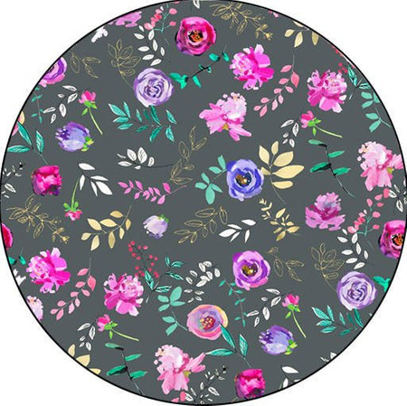 Podpaska MAXI PLUS, Kwiatki na szarym/welur czerwony